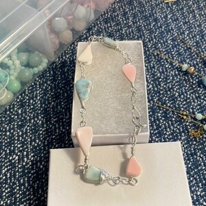 Larimar and Shell Bracelet from the Island of the Dominican Republic